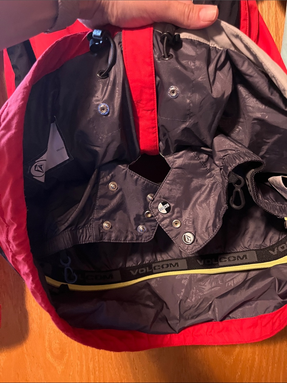 Volcom Colorblock Ski Jacket in Red, Mint & Gray - Picture 6 of 14